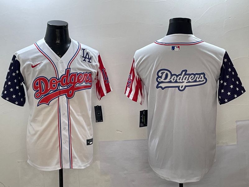 Men Los Angeles Dodgers Blank White a generation of national flags Joint name 2025 Nike MLB Jersey style 16